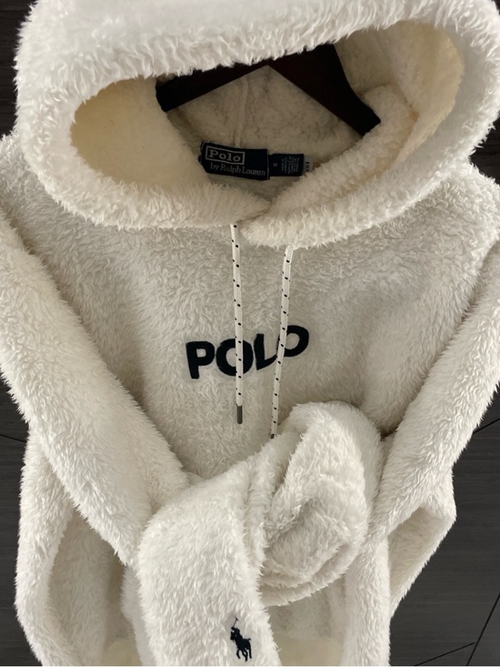 Polo Ralph Lauren Other - Polo by Ralph Lauren Cream Sherpa Hoodie with Navy POLO Logo